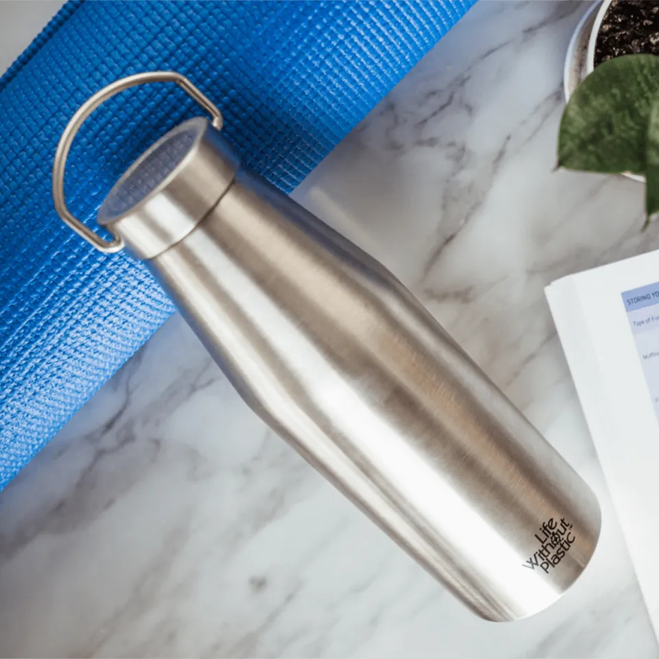 Entirely Plastic-Free Stainless Steel Vacuum Insulated Fitness Bottle